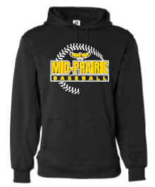 2024 Mid Prairie Baseball (Baseball Design) Badger - Performance Fleece Hooded Sweatshirt