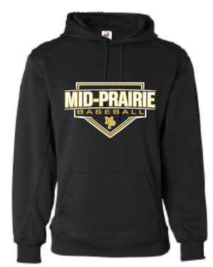 2026 Mid Prairie Baseball Badger - Performance Fleece Hooded Sweatshirt (Baseball Design)