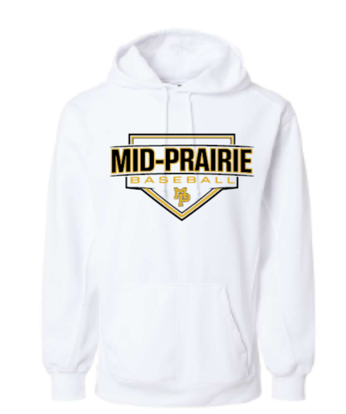 2026 Mid Prairie Baseball Badger - Performance Fleece Hooded Sweatshirt (Baseball Design)