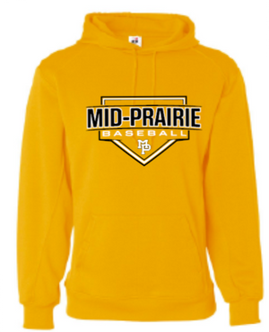 2026 Mid Prairie Baseball Badger - Performance Fleece Hooded Sweatshirt (Baseball Design)