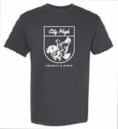 2025 City High Faculty and Staff Comfort Colors - Garment-Dyed Heavyweight T-Shirt (Crest Design)