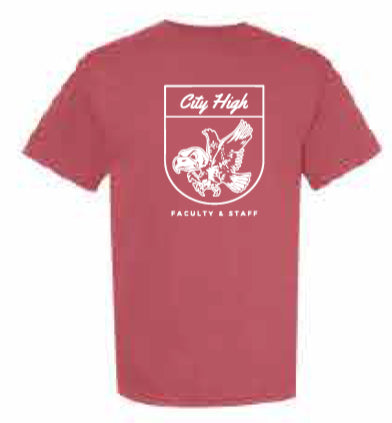 2025 City High Faculty and Staff Comfort Colors - Garment-Dyed Heavyweight T-Shirt (Crest Design)