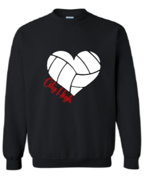 2025 City High Volleyball Gildan - Heavy Blend™ Crewneck Sweatshirt (Heart Design)