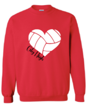 2025 City High Volleyball Gildan - Heavy Blend™ Crewneck Sweatshirt (Heart Design)