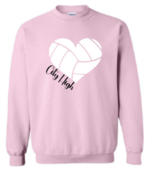 2025 City High Volleyball Gildan - Heavy Blend™ Crewneck Sweatshirt (Heart Design)