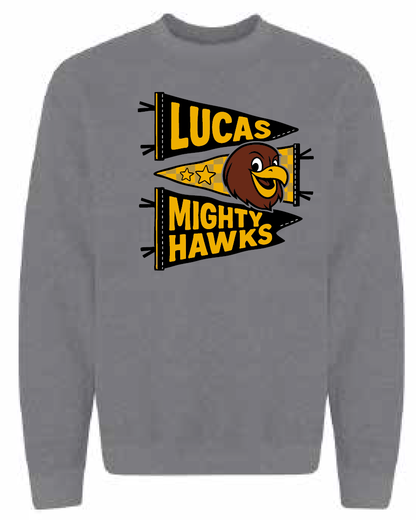 2025 Lucas Elementary Gildan - Heavy Blend™ Crewneck Sweatshirt (Pennant Design)