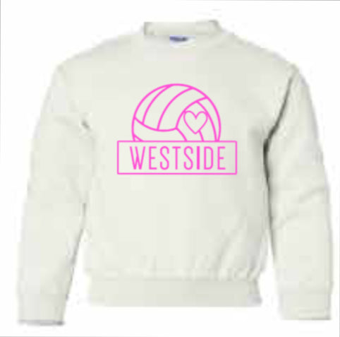 2025 Westside Volleyball (with Personalization Options)<b>Youth</b> Gildan - Heavy Blend™ Crewneck Sweatshirt (Volleyball Design)