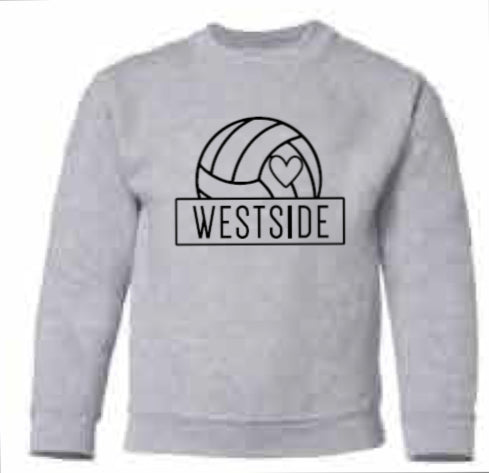 2025 Westside Volleyball (with Personalization Options)<b>Youth</b> Gildan - Heavy Blend™ Crewneck Sweatshirt (Volleyball Design)