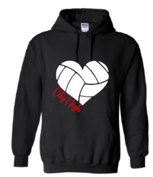 2025 City High Volleyball Gildan - Heavy Blend™ Hooded Sweatshirt (Heart Design)