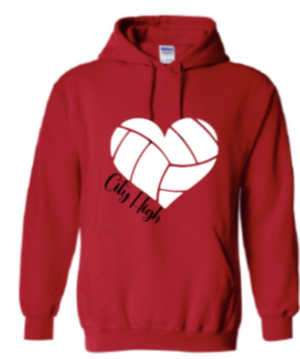 2025 City High Volleyball Gildan - Heavy Blend™ Hooded Sweatshirt (Heart Design)