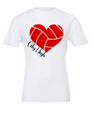 2025 City High Volleyball BELLA + CANVAS - Jersey Tee (Heart Design)