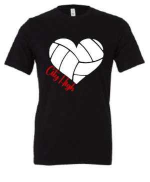 2025 City High Volleyball BELLA + CANVAS - Jersey Tee (Heart Design)
