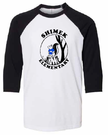 2026 Shimek Elementary Bella + Canvas - Three-Quarter Sleeve Baseball Tee
