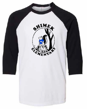 2026 Shimek Elementary Bella + Canvas - Three-Quarter Sleeve Baseball Tee