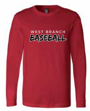 2026 West Branch Baseball BELLA + CANVAS - Heather CVC Long Sleeve Tee (Baseball)