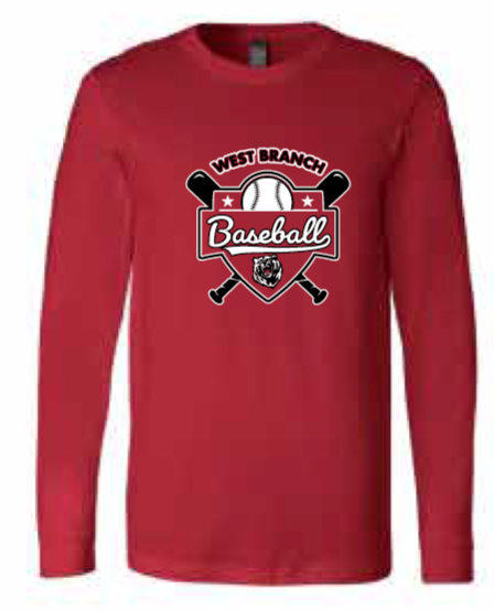 2026 West Branch Baseball BELLA + CANVAS - Heather CVC Long Sleeve Tee (Logo)