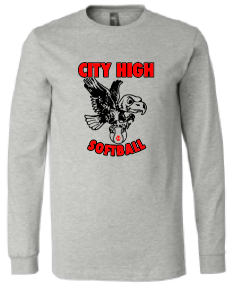 2026 City High Softball BELLA + CANVAS - Heather CVC Long Sleeve Tee