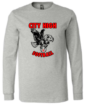 2026 City High Softball BELLA + CANVAS - Heather CVC Long Sleeve Tee