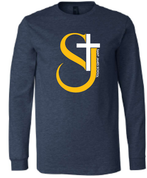 2024 St. James Elementary BELLA + CANVAS - Heather CVC Long Sleeve Tee (Cross Design)