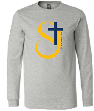 2024 St. James Elementary BELLA + CANVAS - Heather CVC Long Sleeve Tee (Cross Design)