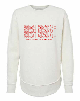 2026 West Branch Volleyball Lat - Women's Weekend Crewneck Sweatshirt (Letter Design)