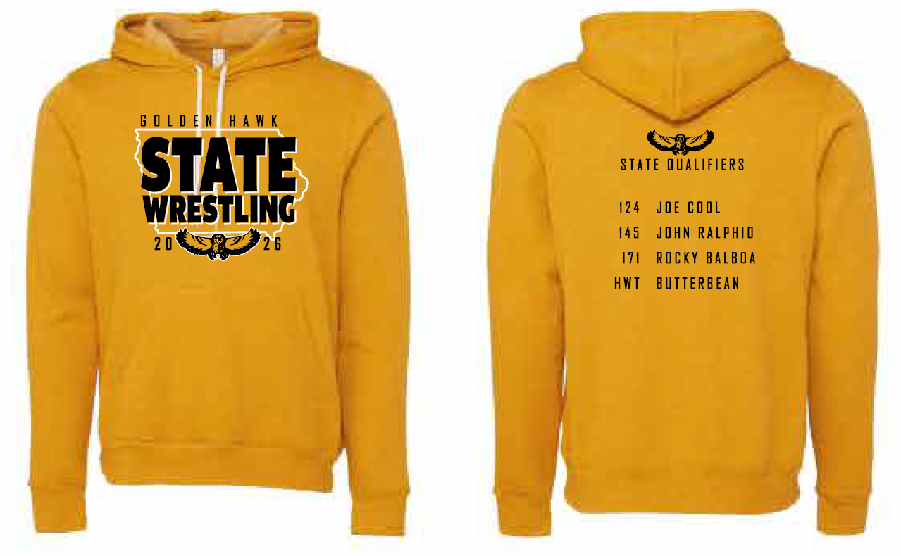 2026 Golden Hawk State Wrestling BELLA + CANVAS - Unisex Sponge Fleece Hoodie