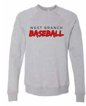2026 West Branch Baseball BELLA + CANVAS - Sponge Fleece Raglan Crewneck Sweatshirt (Baseball)
