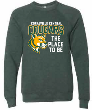 2025 Coralville Central BELLA + CANVAS - Sponge Fleece Raglan Crewneck Sweatshirt