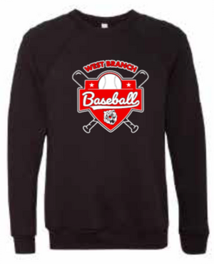 2026 West Branch Baseball BELLA + CANVAS - Sponge Fleece Raglan Crewneck Sweatshirt (Logo)