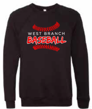 2026 West Branch Baseball BELLA + CANVAS - Sponge Fleece Raglan Crewneck Sweatshirt (Threads)