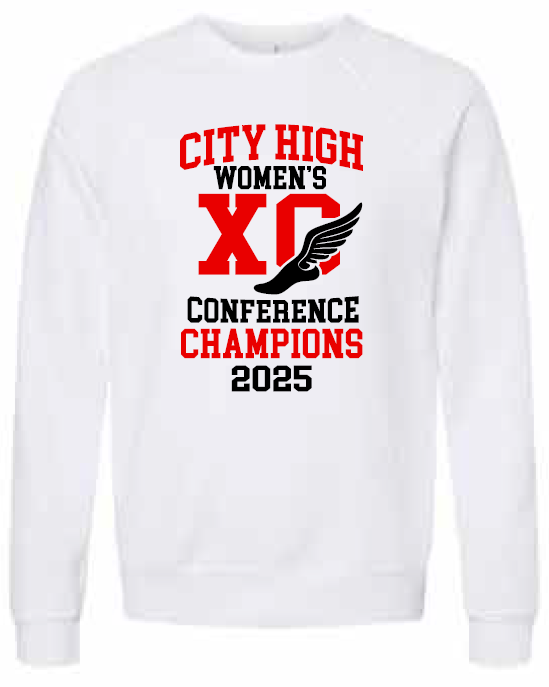 2025 City High Women's Cross Country Conference Champs BELLA + CANVAS - Sponge Fleece Raglan Crewneck Sweatshirt
