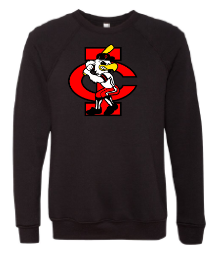 2024 Little Hawk Baseball BELLA + CANVAS - Sponge Fleece Raglan Crewneck Sweatshirt