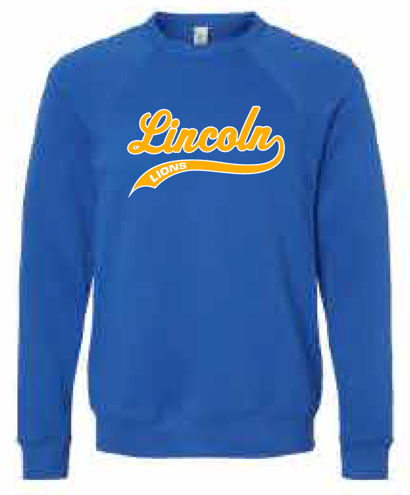 2026 Lincoln Elementary BELLA + CANVAS - Sponge Fleece Raglan Crewneck Sweatshirt
