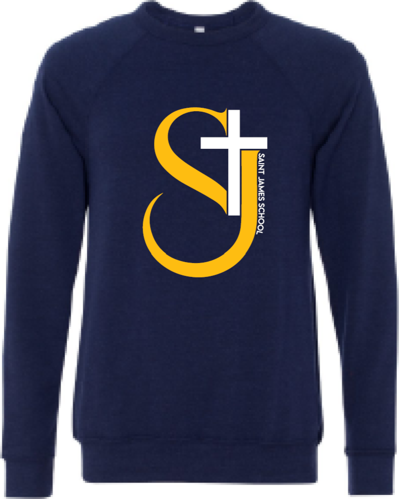 2024 St. James Elementary BELLA + CANVAS - Sponge Fleece Raglan Crewneck Sweatshirt (Cross Design)