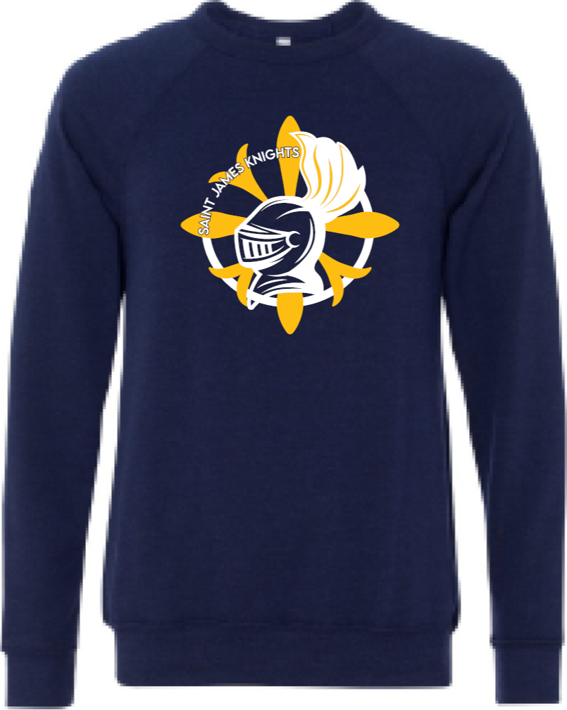 2024 St. James Elementary BELLA + CANVAS - Sponge Fleece Raglan Crewneck Sweatshirt (Knight Design)