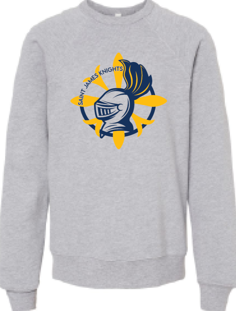 2024 St. James Elementary BELLA + CANVAS - <b>Youth</b> Sponge Fleece Crewneck Sweatshirt (Knight Design)