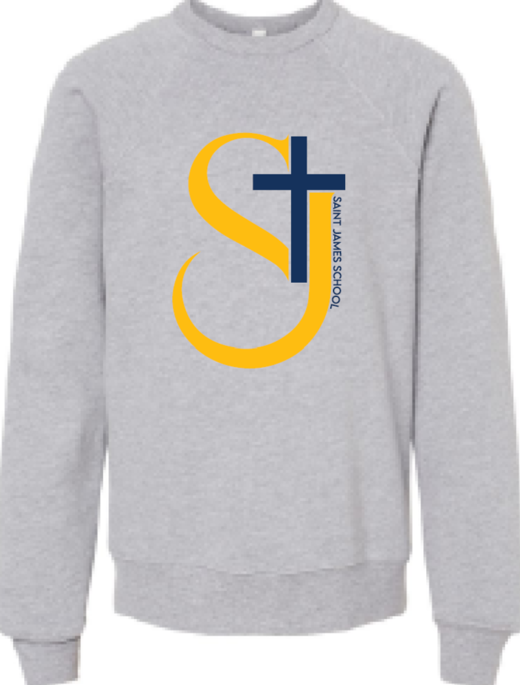 2024 St. James Elementary BELLA + CANVAS - <b>Youth</b> Sponge Fleece Crewneck Sweatshirt (Cross Design)