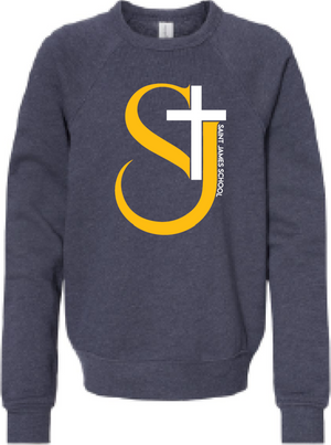 2024 St. James Elementary BELLA + CANVAS - <b>Youth</b> Sponge Fleece Crewneck Sweatshirt (Cross Design)