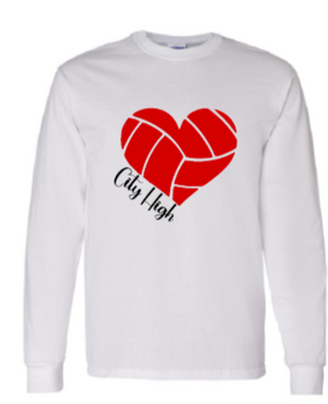 2025 City High Volleyball Gildan - Heavy Cotton™ Long Sleeve T-Shirt (Heart Design)