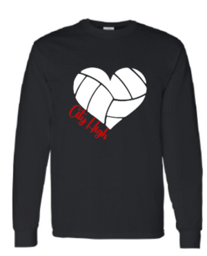 2025 City High Volleyball Gildan - Heavy Cotton™ Long Sleeve T-Shirt (Heart Design)
