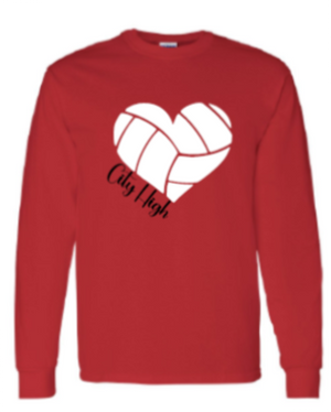 2025 City High Volleyball Gildan - Heavy Cotton™ Long Sleeve T-Shirt (Heart Design)