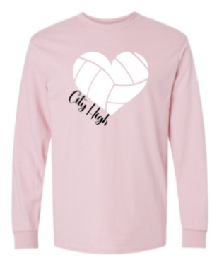2025 City High Volleyball Gildan - Heavy Cotton™ Long Sleeve T-Shirt (Heart Design)