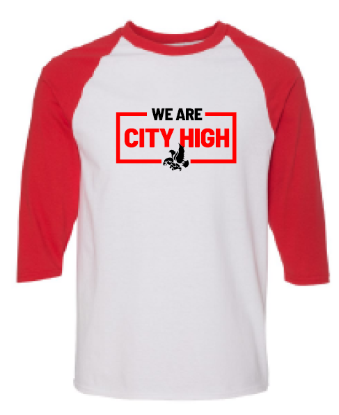 2025 City High Fall Spirit Gildan - Heavy Cotton™ Raglan Three-Quarter Sleeve T-Shirt (We Are Design)