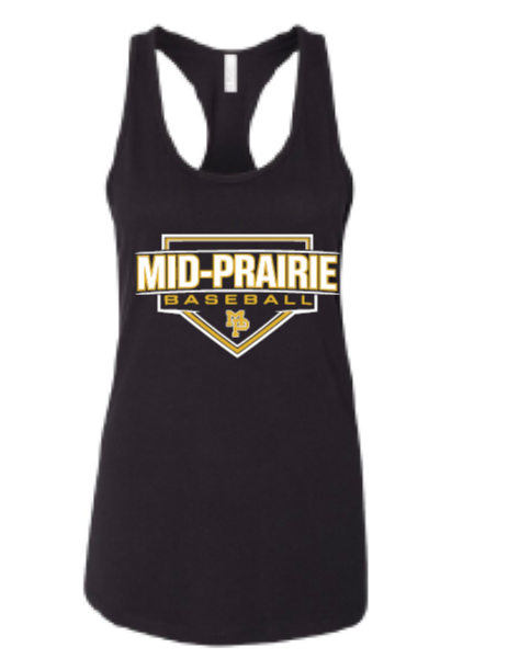 2026 Mid Prairie Baseball BELLA + CANVAS - Women's Jersey Racerback Tank (Baseball Design)