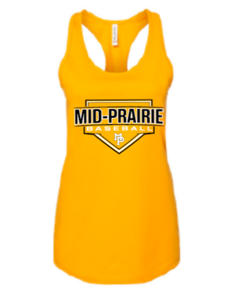 2026 Mid Prairie Baseball BELLA + CANVAS - Women's Jersey Racerback Tank (Baseball Design)