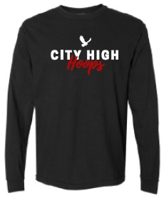 2024 City High Girls Basketball Comfort Colors - Garment-Dyed Heavyweight Long Sleeve T-Shirt (Hoops Design)