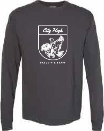 2025 City High Faculty and Staff Comfort Colors - Garment-Dyed Heavyweight Long Sleeve T-Shirt (Crest Design)
