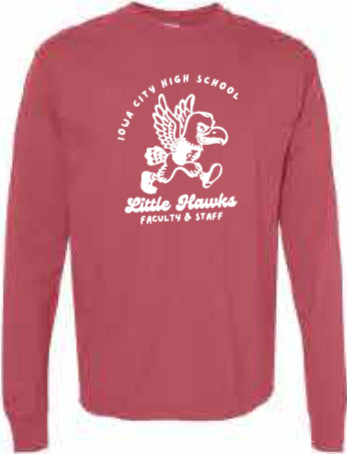 2025 City High Faculty and Staff Comfort Colors - Garment-Dyed Heavyweight Long Sleeve T-Shirt (Little Hawk Design)