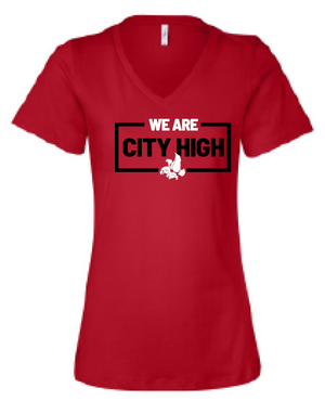 2025 City High Fall Spirit BELLA + CANVAS - Women’s Relaxed Jersey V-Neck Tee (We Are Design)