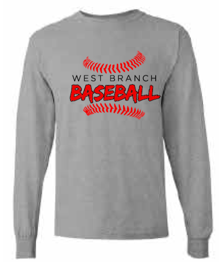 2026 West Branch Baseball Gildan - Softstyle® Long Sleeve T-Shirt (Threads)